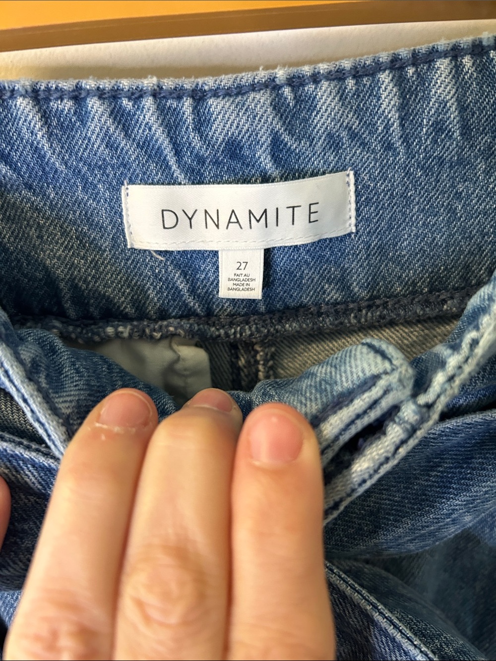 140. Dynamite Blue Paperbag Waist Denim Shorts with Tie Belt - Picture 2 of 2
